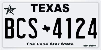 TX license plate BCS4124