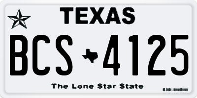TX license plate BCS4125
