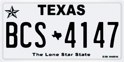TX license plate BCS4147