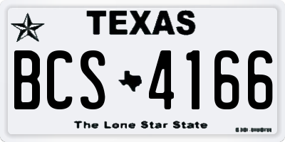 TX license plate BCS4166