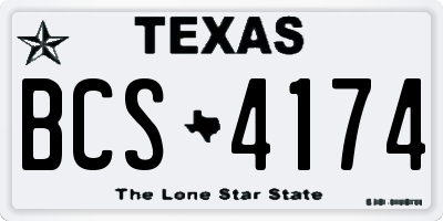 TX license plate BCS4174