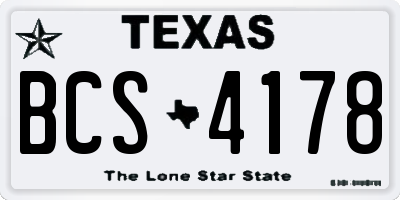 TX license plate BCS4178