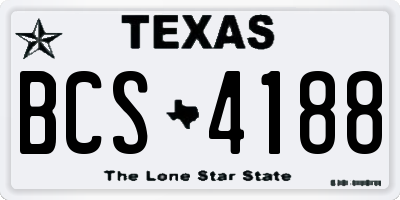 TX license plate BCS4188