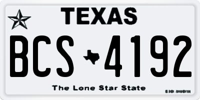 TX license plate BCS4192