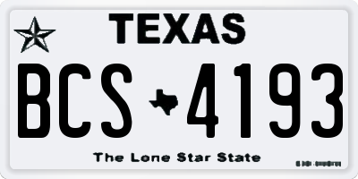 TX license plate BCS4193