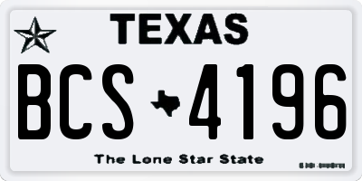TX license plate BCS4196