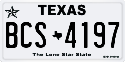 TX license plate BCS4197