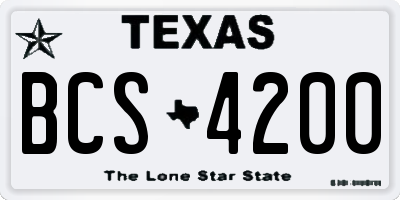 TX license plate BCS4200