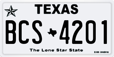 TX license plate BCS4201