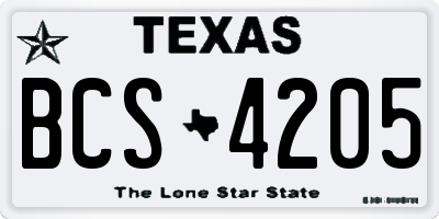TX license plate BCS4205