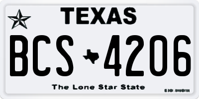 TX license plate BCS4206