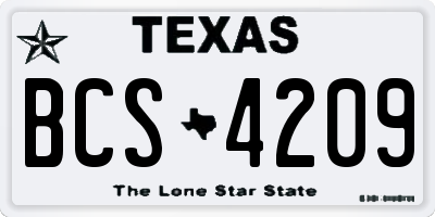 TX license plate BCS4209
