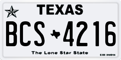 TX license plate BCS4216