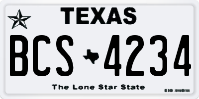 TX license plate BCS4234