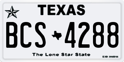 TX license plate BCS4288
