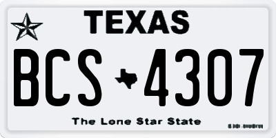 TX license plate BCS4307