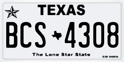 TX license plate BCS4308