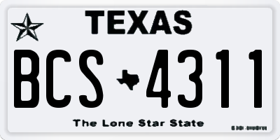 TX license plate BCS4311