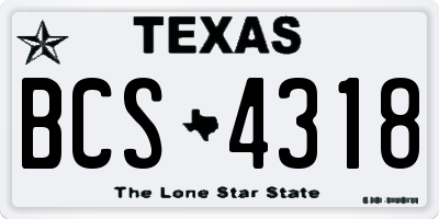 TX license plate BCS4318