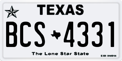 TX license plate BCS4331