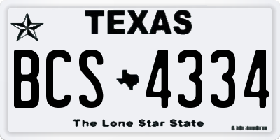 TX license plate BCS4334