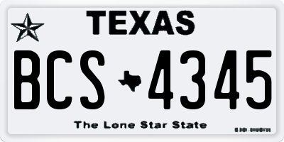 TX license plate BCS4345