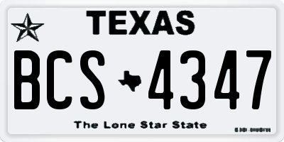 TX license plate BCS4347