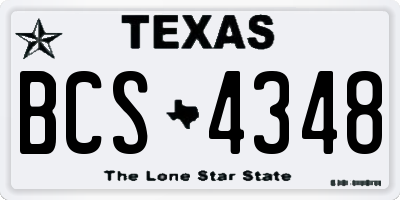 TX license plate BCS4348