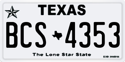 TX license plate BCS4353