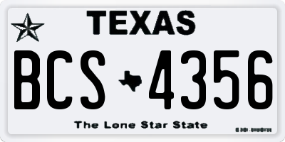 TX license plate BCS4356