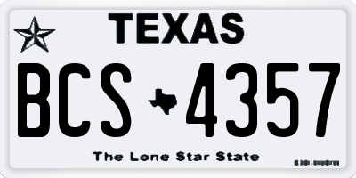 TX license plate BCS4357