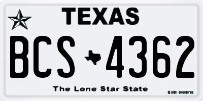 TX license plate BCS4362
