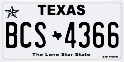 TX license plate BCS4366