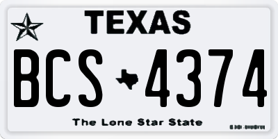 TX license plate BCS4374