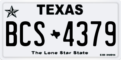 TX license plate BCS4379