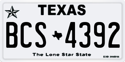 TX license plate BCS4392