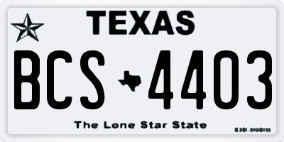 TX license plate BCS4403