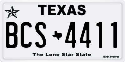 TX license plate BCS4411