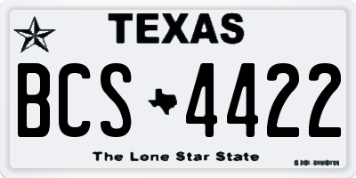 TX license plate BCS4422