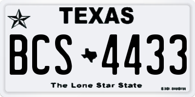 TX license plate BCS4433