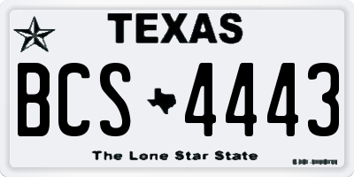 TX license plate BCS4443