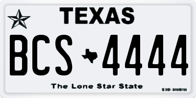 TX license plate BCS4444