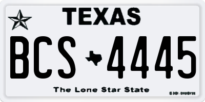 TX license plate BCS4445