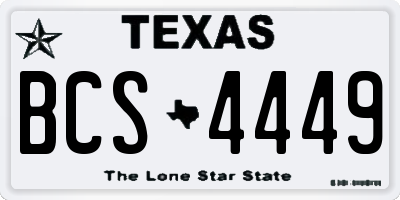 TX license plate BCS4449