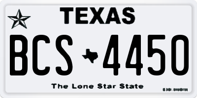 TX license plate BCS4450