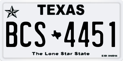 TX license plate BCS4451