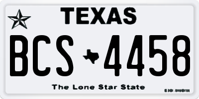 TX license plate BCS4458