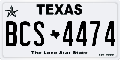 TX license plate BCS4474