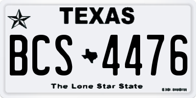 TX license plate BCS4476