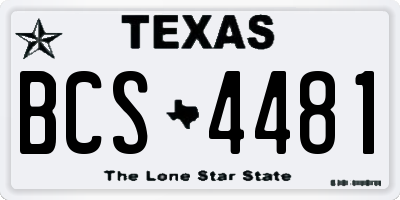 TX license plate BCS4481